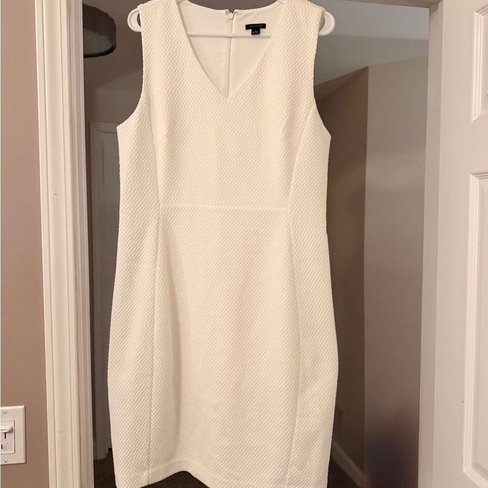 Ann Taylor Cream Textured Midi Dress